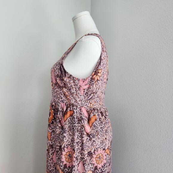 Madewell Boho Floral Thanksgiving Turkey Print Ruffle Midi Fall Dress M/L - Picture 6 of 12